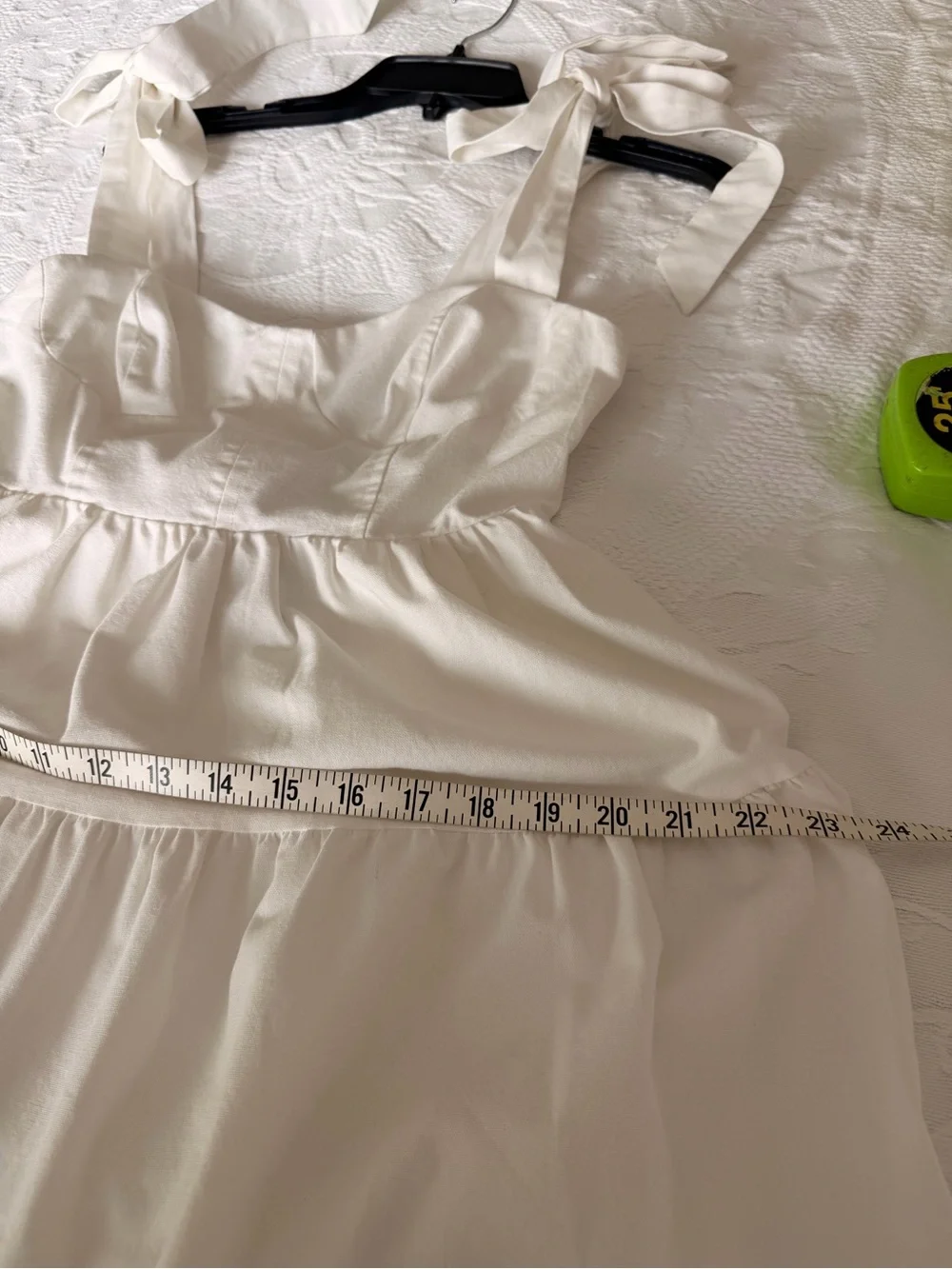 Lulus S  Linen Blend Tie Strap Corset Mini Dress Tiered White Bridal Cottagecore